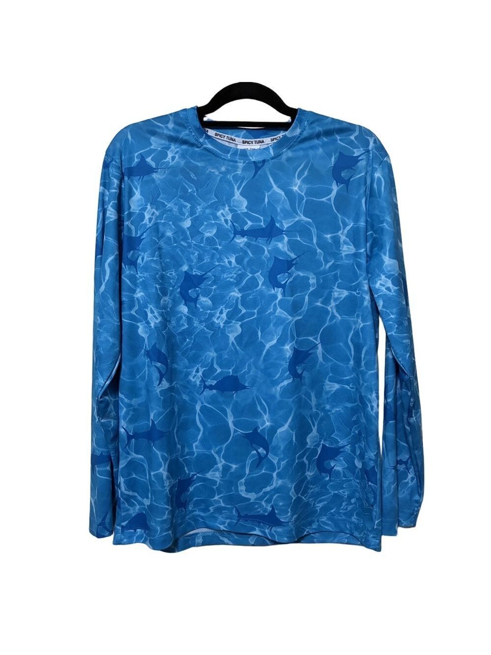 Spicy Tuna Coastal Outfitters Men’s M Swordfish Print Blue Ocean Long Sleeve